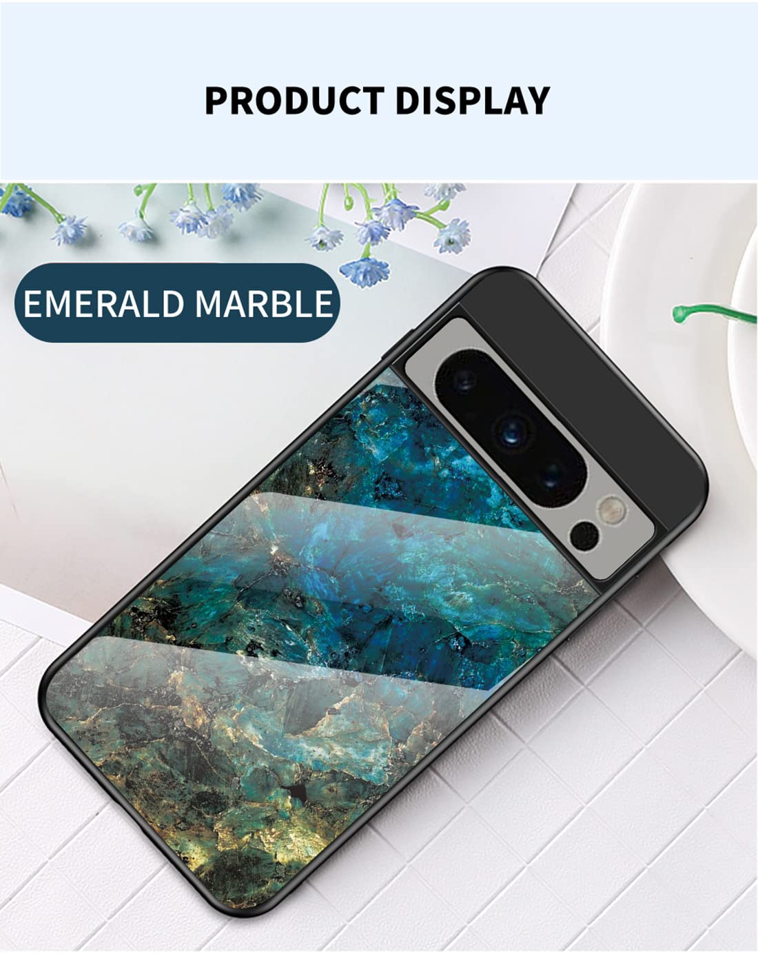 TIANYUE Custodia per Google Pixel 8 PRO Slim Cover Posteriore in Custodia per Telefono in Vetro Sfumato di Colore Protettiva Cover per Google Pixel 8 PRO (Colore Stellato