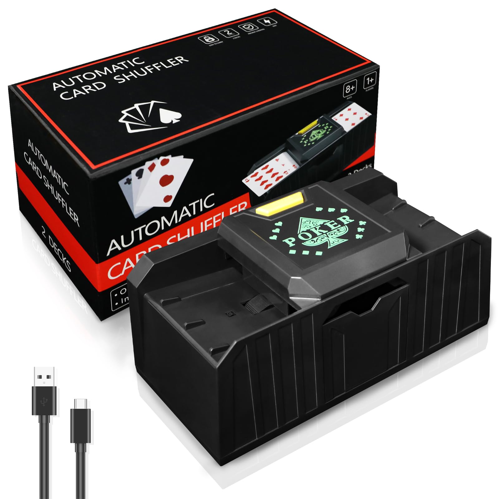 Mescolatore Carte Manuale Per 2 Mazzi - Per Poker, Blackjack, Uno E Altri Giochi - Rosso - Foto 3