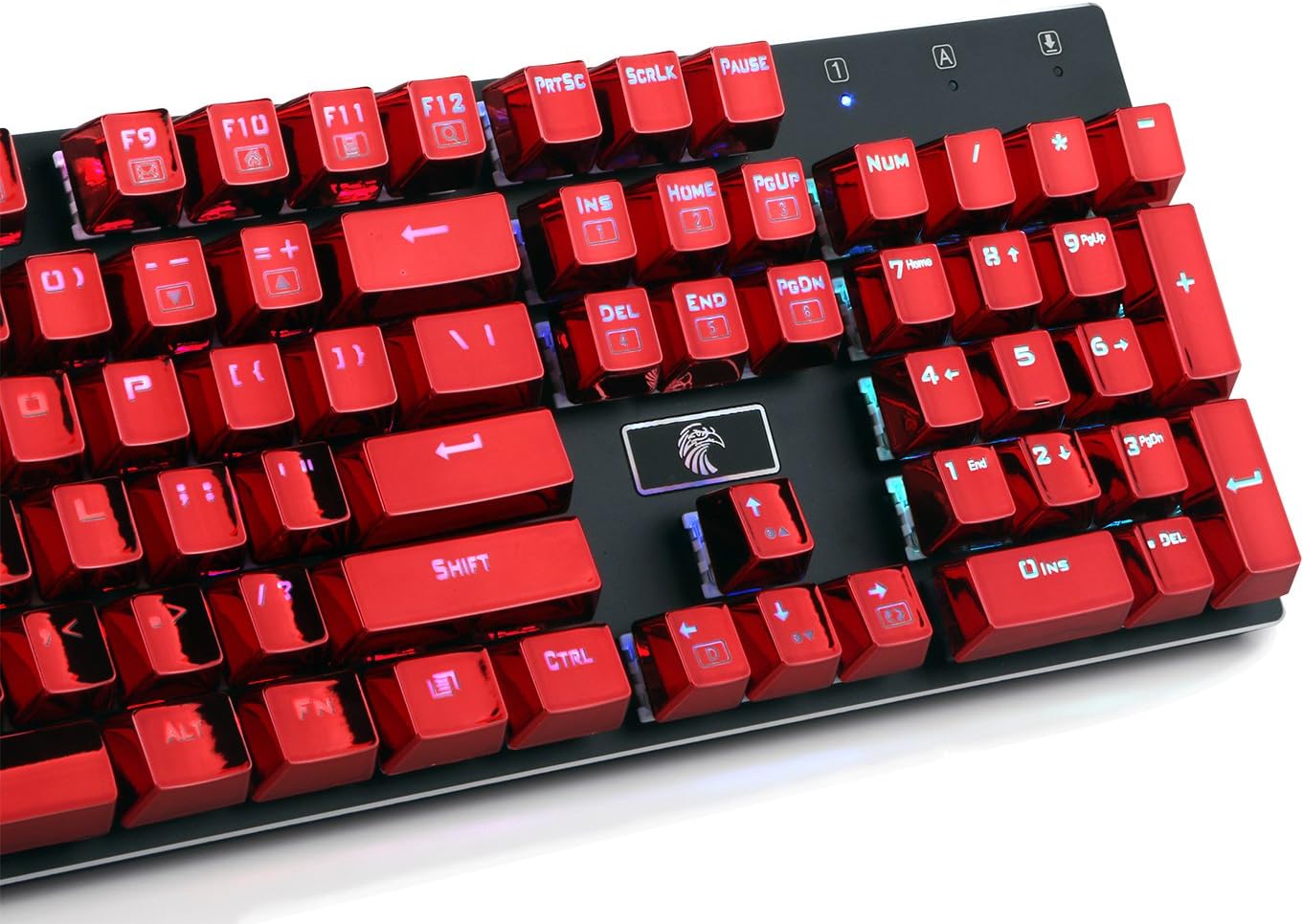 Keycaps Set for Mechanical Gaming Keyboard Backlit Metal Color Keycaps 108 keys US Layout Keycaps with Key Puller Compatible with all Mechanical Gaming Keyboards 87,104 keys (Red)