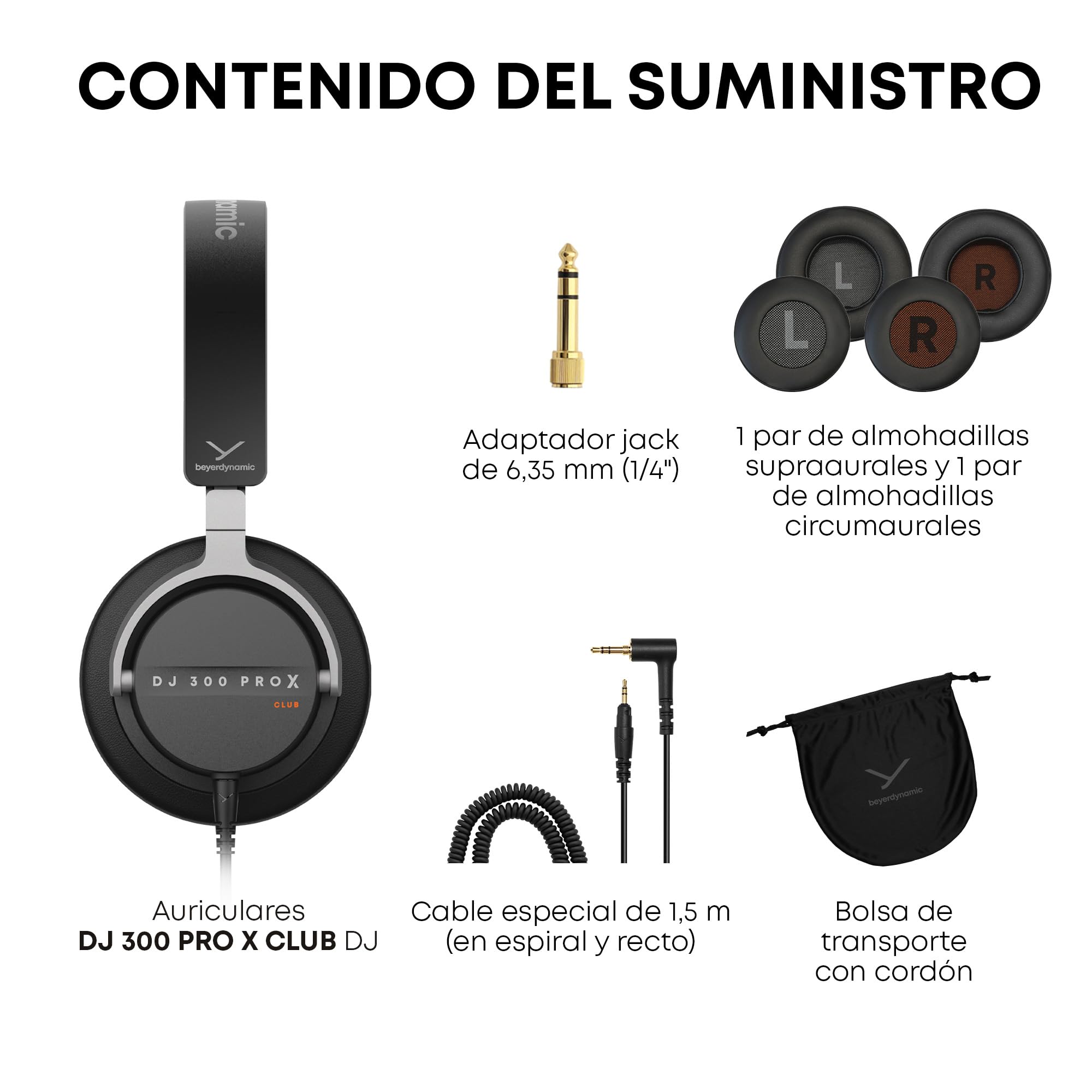 beyerdynamic DJ 300 Pro X Club- Auriculares Profesionales 2 en 1 para DJ con Copas Personalizables y diseño Cerrado para DJs Profesionales