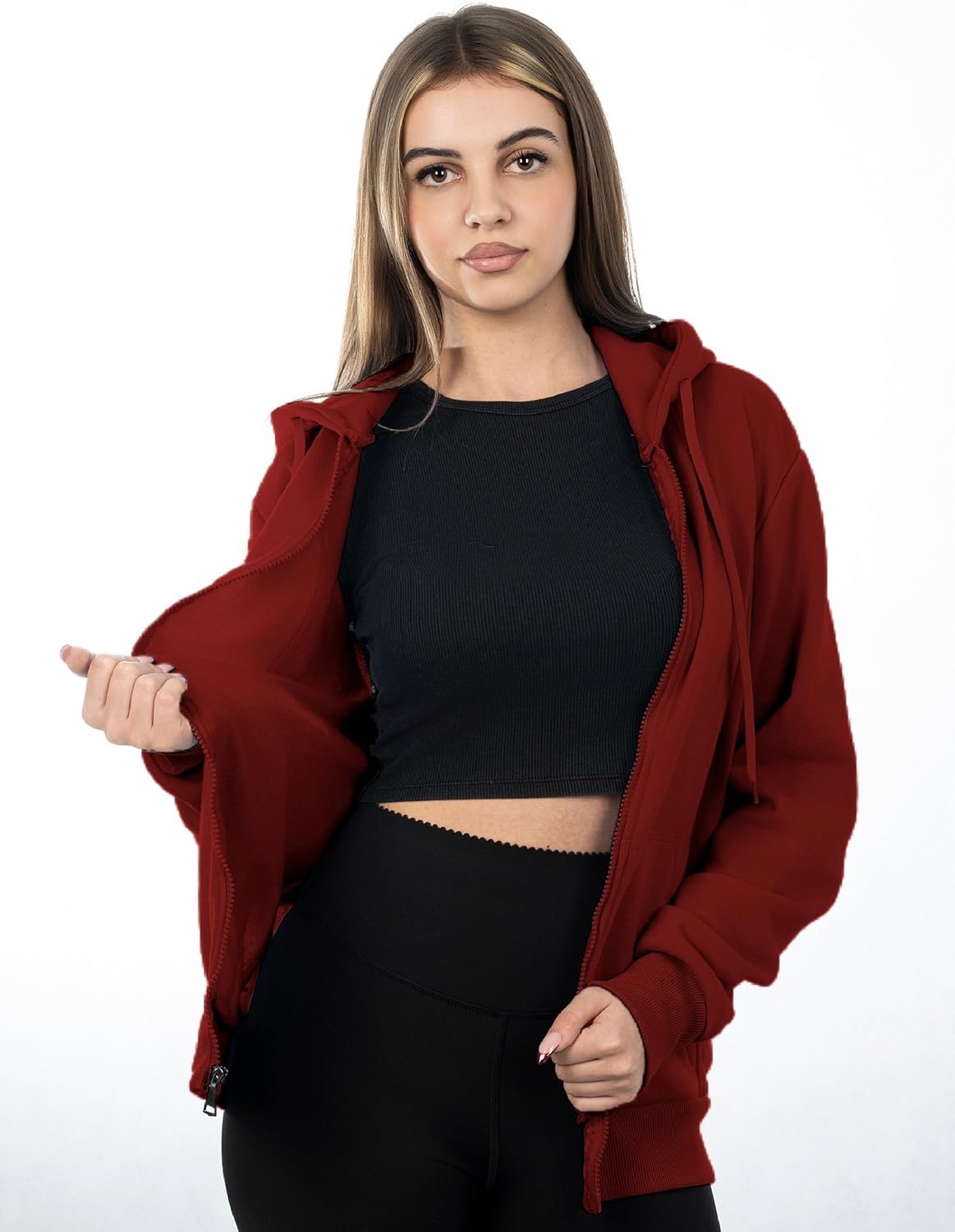 Oversized Zip Up Hoodie for Women, Soft Fleece Cotton Blend, Cozy Full Zip Sweatshirt - Image 5