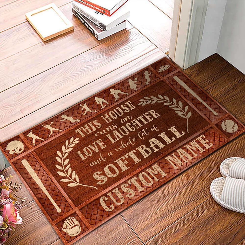 Viragil Customized Baseball Home Mat: No Plate Like Home, Decor Rug