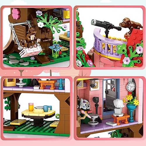 Miniatura 6 de WISEPLAY Friends Tree House - Juego de construcción de casa del árbol para niñas y niños, juguete de construcción de casa de bosque de amistad con