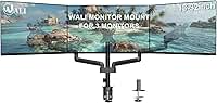 WALI Suporte de monitor triplo para telas de 13 a 27 polegadas, suporte de mesa ajustável para 3 monitores com kit giratório, inclinação, braçadeira e ilhós, suporte de monitor triplo com braço de