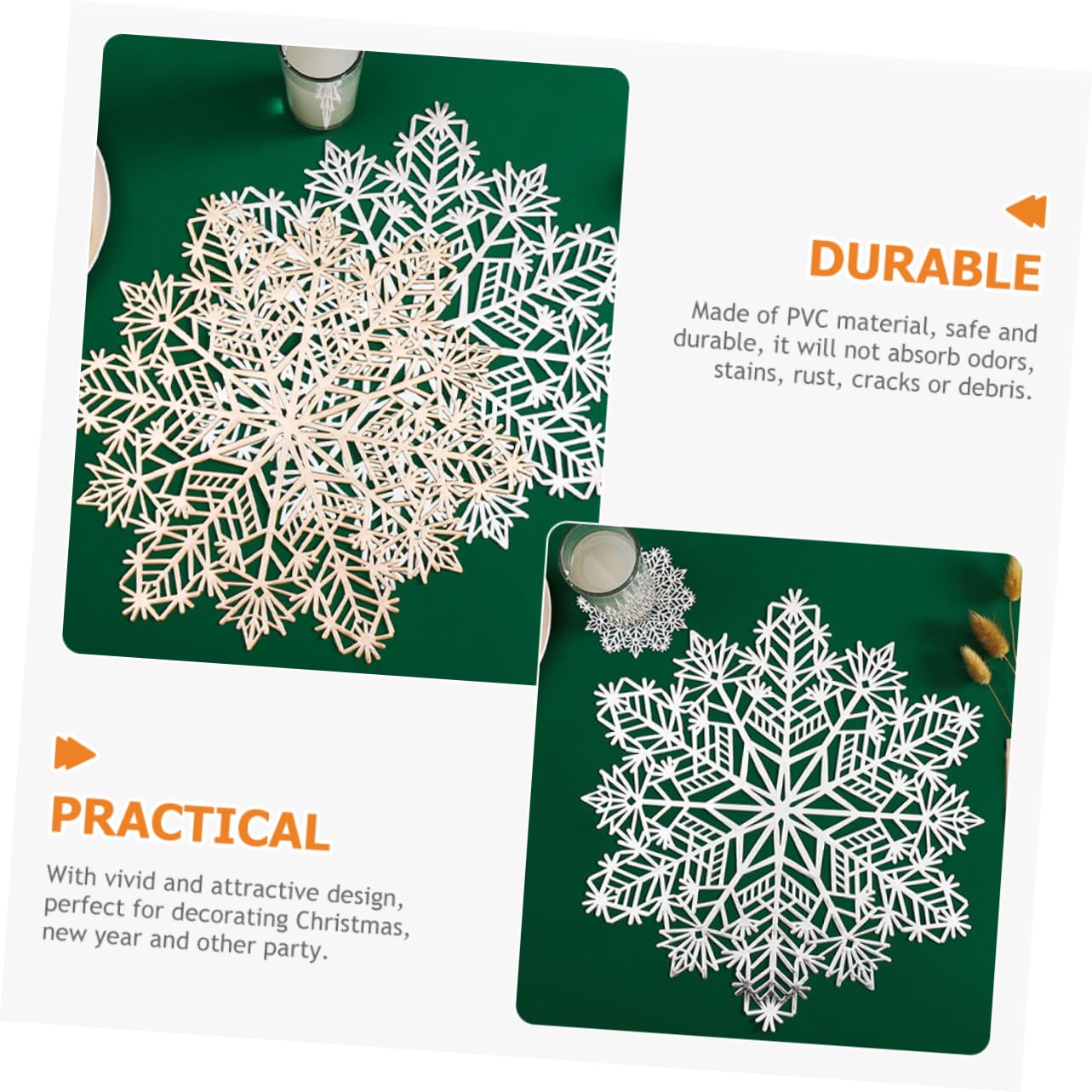 TOPBATHY Lot De 2 Sets De Table De Noël en Forme De Flocons De Neige Résistants À La Chaleur Accessoires De Cuisine Festifs 6 Pièces X 2