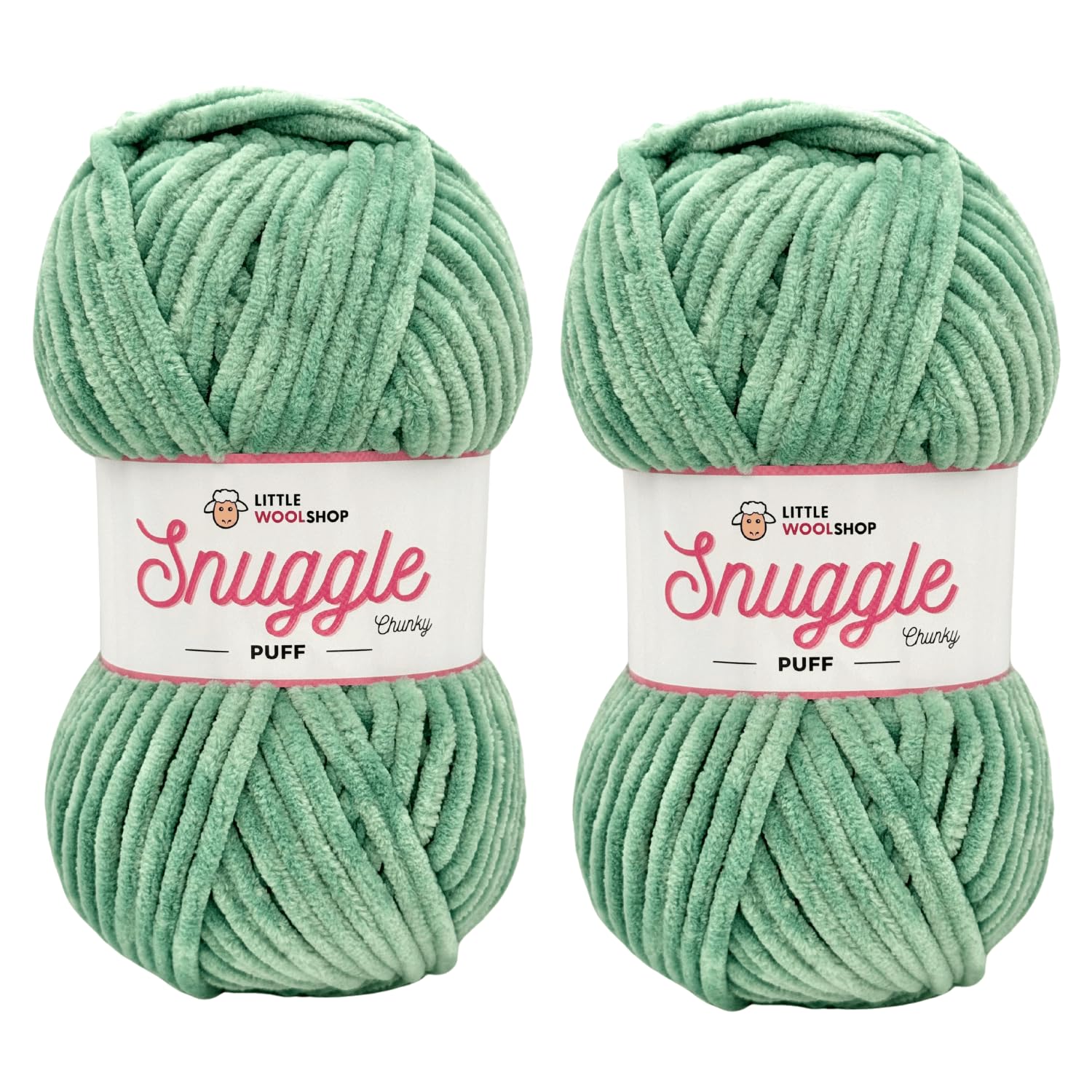 LittleWoolShop Snuggle Puff Chunky Chenille Yarn 100g - 100% Supersoft Polyester (Matcha Smoothie 2181, Pack of 2) โ image 1