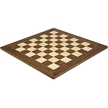 19.7 Inch Walnut and Maple Deluxe Chessboard, Made in Spain