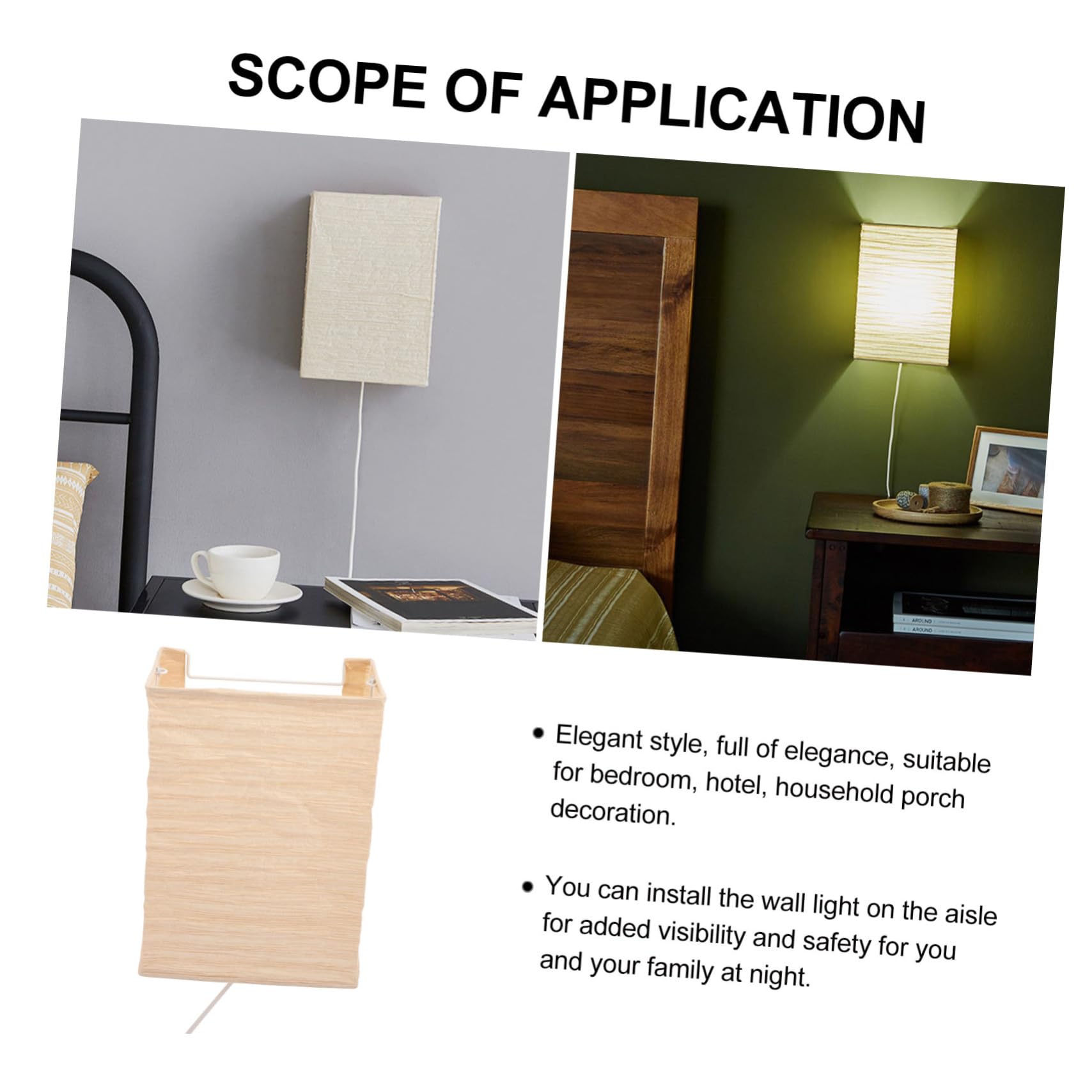 Applique da Parete Nordica in Carta e Ferro Marrone E14 | Effetto Luce Accogliente, Facile da Installare, per Hotel e Camera da Letto