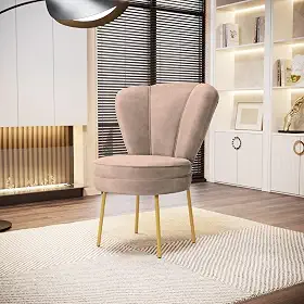 Cadeira Decor Estofada para Estudio de Beleza Maquiagem Tecido Veludo Pés de Ferro (Rose)