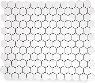 Tenedos TDPW-UNSW1-410 Super White Porcelain 7/8 Inch Hexagon Unglazed Finish Mosaic Floor Wall Tile for Bathroom Shower, Fireplace, Kitchen Backsplash, Pool (1 Sheet)