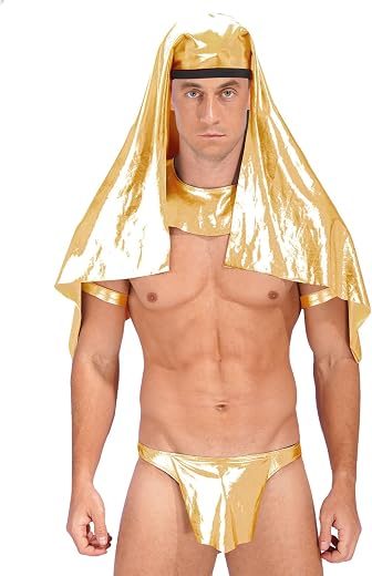 SSoShHub Lingerie for Men Male Greece Style Faux Leather Babydoll Bikini Lingerie Set with Hat and Thong