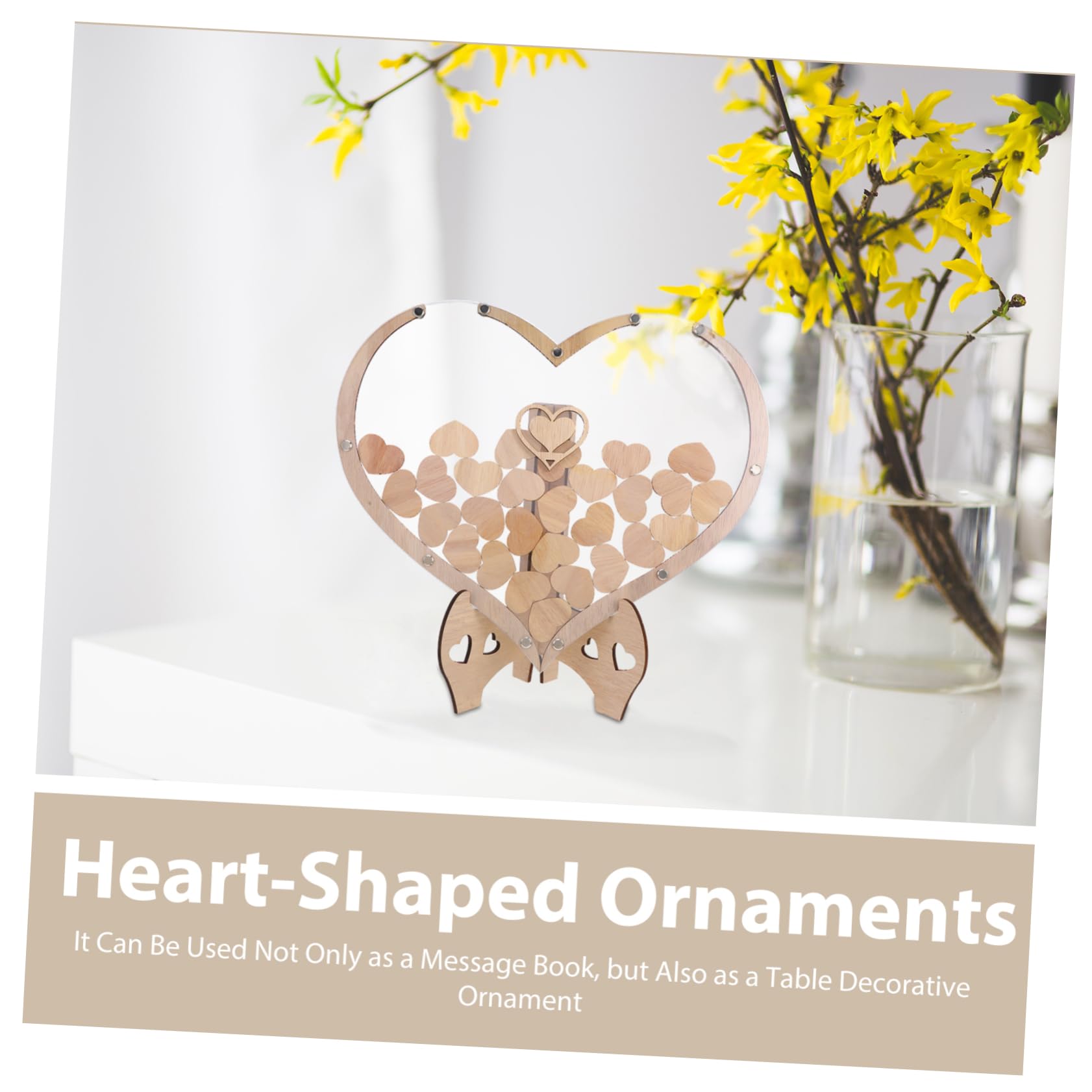 SOLUSTRE Visitas de Boda en Forma de Corazón de Madera, Decoración Creativa y Romántica para Ocasiones Obsequios Diseño Único y Ambiente Cálido