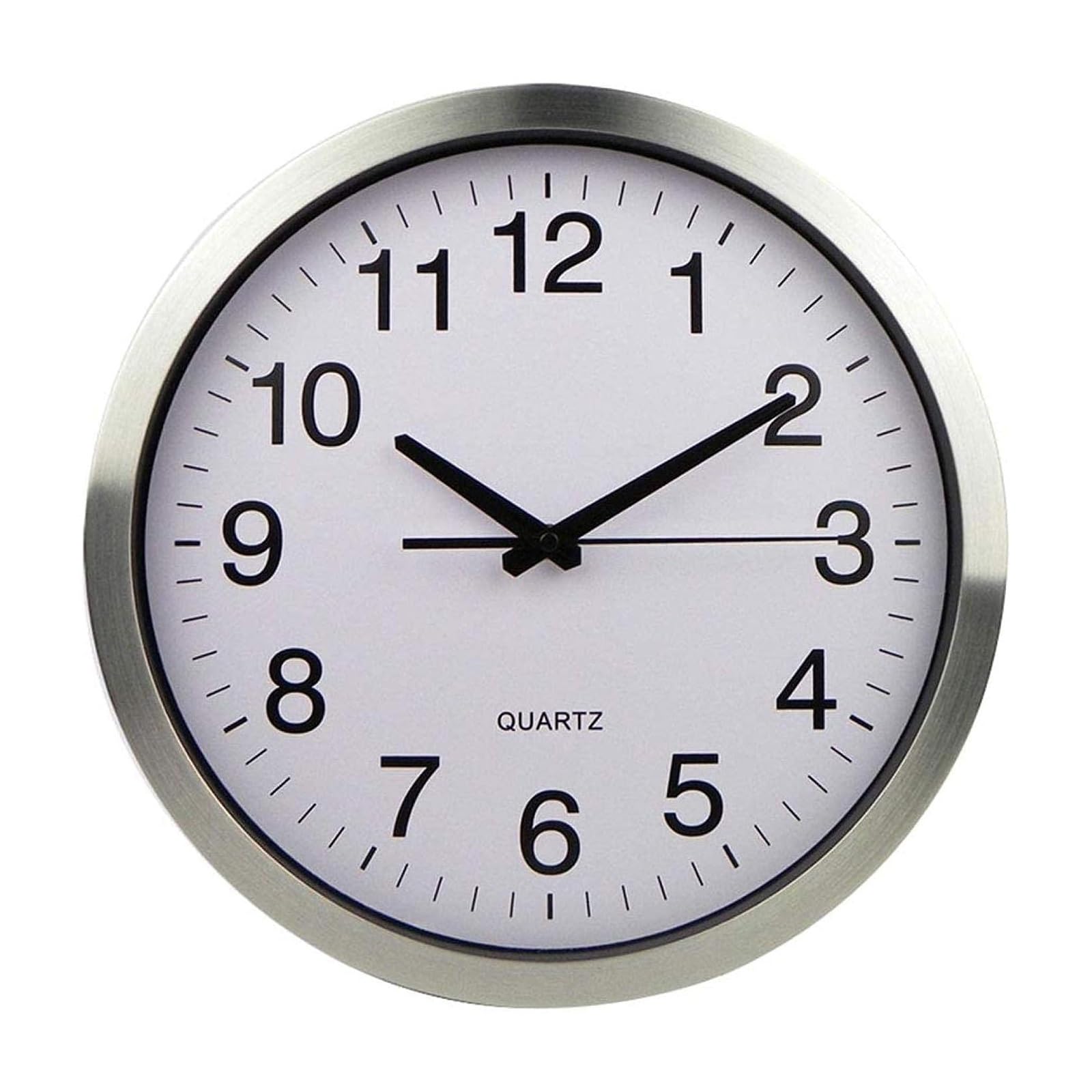12in Reloj De Pared Moderno,Grandes Decorativos Silencioso Interior Reloj De Cuarzo De Cuarzo Redondo No-Ticking para Sala De estar, para Cocina Dormitorio Escuela Oficina(Silver,35.5cm/14in)