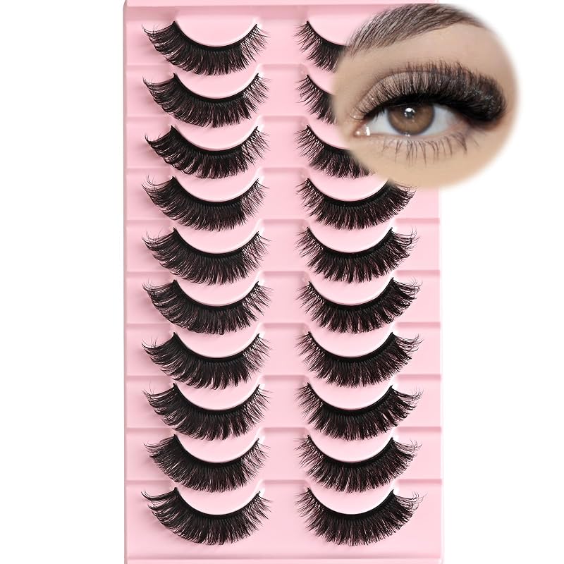 Cílios postiços APCYUST estilo cat eye com curvatura D e fibras sintéticas, Pacote com 1