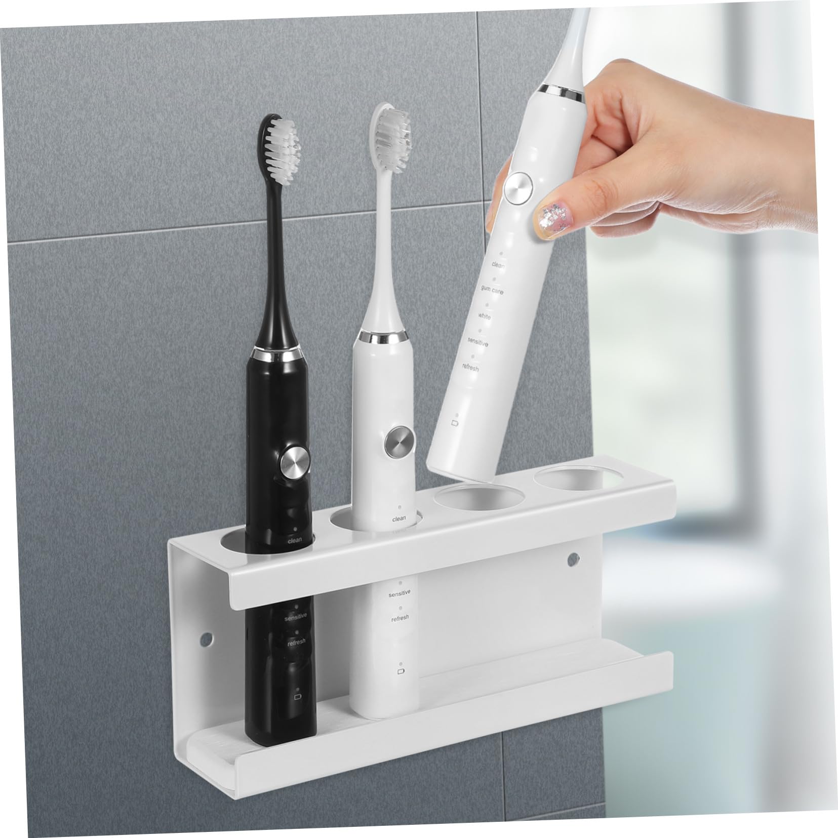 Portaspazzolini Elettrici da Parete per Bagno in Acciaio Inox Scomparti Organizer per Spazzolini e Dentifricio