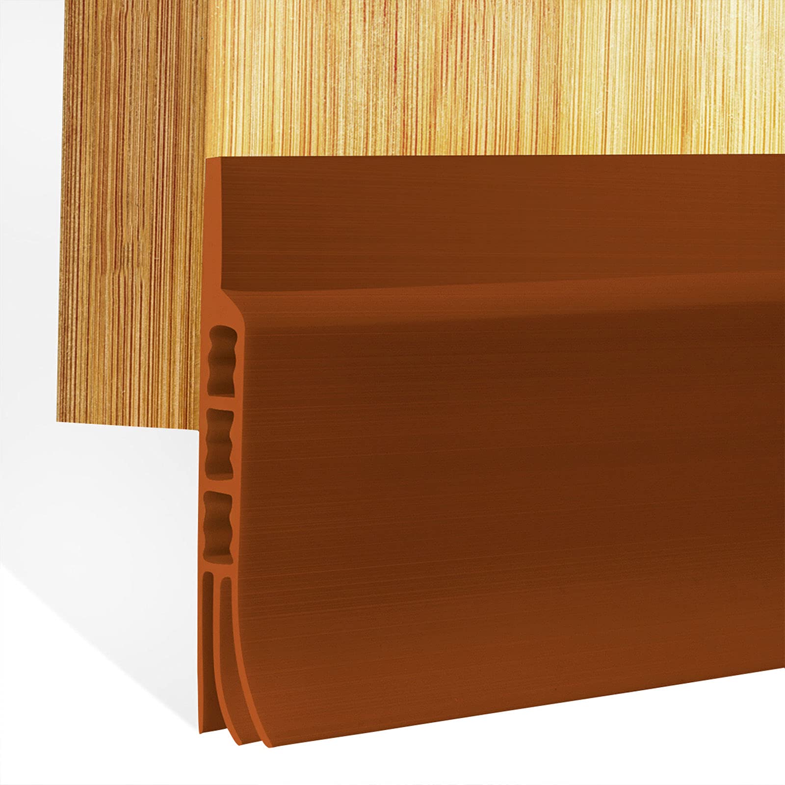 Under Door Sweep 2 Inch Width 39 Inch Length, Door Draft Stopper Weather Stripping Door Bottom Seal Strip (Brown)