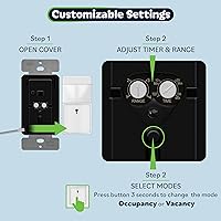 Vista 5 de TOPGREENER Interruptor de sensor de movimiento, sensor PIR con nivel de luz ambiental, cable de tierra requerido, modos de ocupación y vacancia
