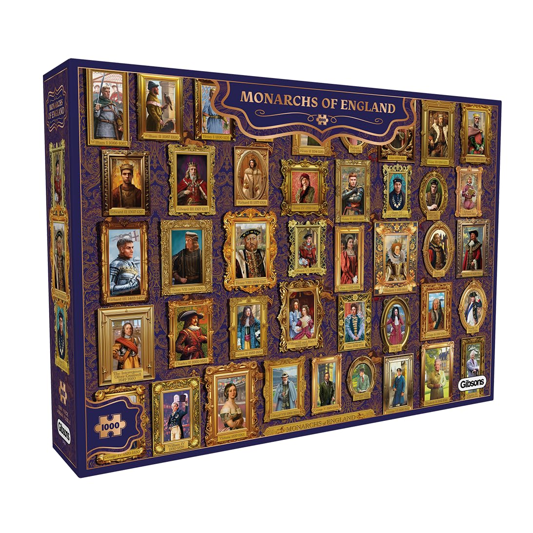 Gibsons Monarchs of England 1000 Piece Jigsaw Puzzle for Adults – British Royal History Puzzle Featuring Kings & Queens Timeline – Educational Premium Puzzle - Sustainable Gift for History Lovers