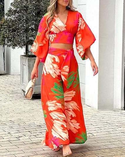 Abito Due Pezzi Donna ORANDESIGNE - Camicia Con Bottoni E Pantaloni A Gamba Larga - Set Casual Per Casa E Ufficio - Foto 11