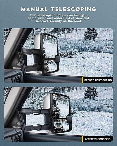 Miniatura 5 de OCPTY Un par de espejos de remolque de repuesto para Chevrolet Silverado 2007-2014 para GMC Sierra (07 para nuevo cuerpo), espejos de remolque de