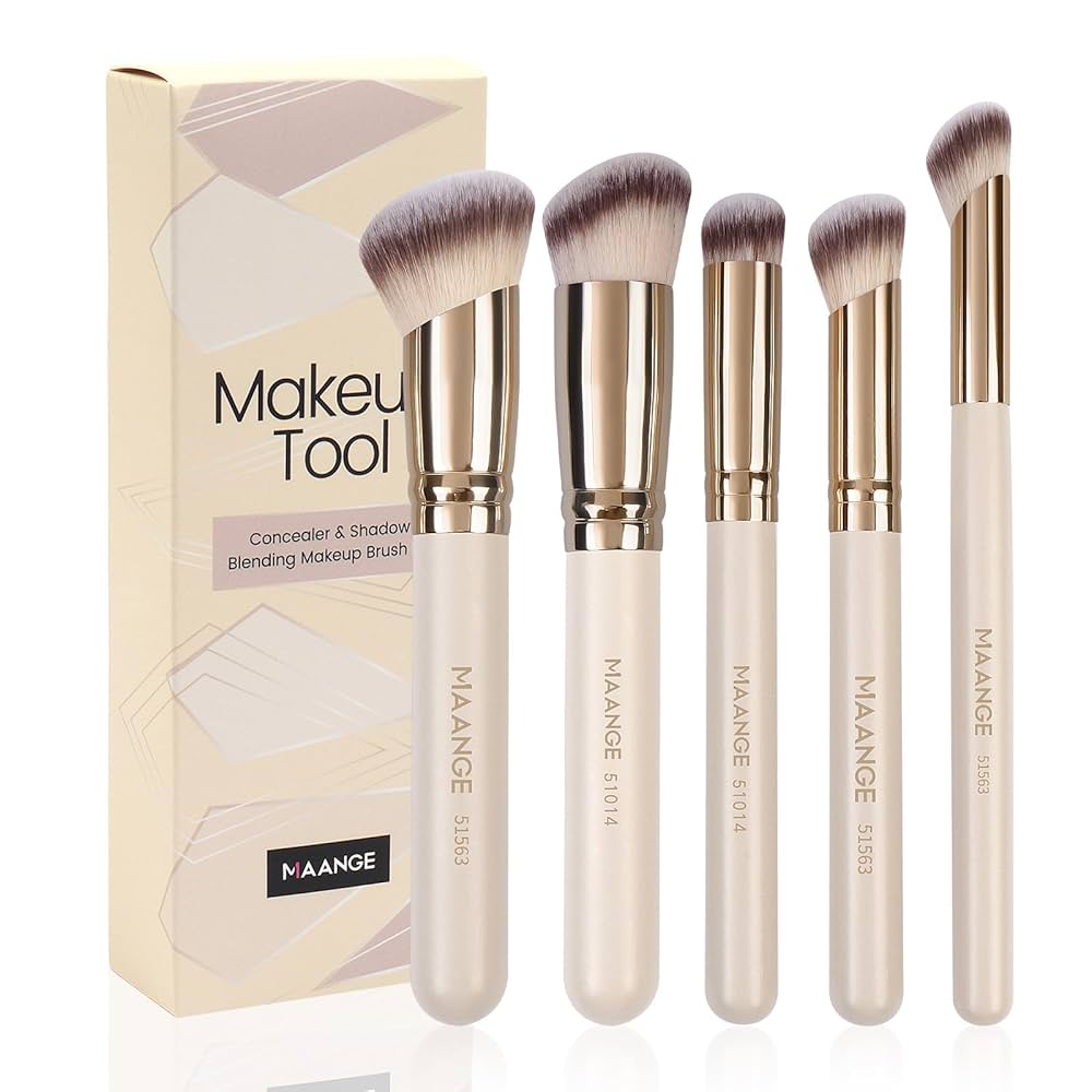 メイク道具・化粧小物 OWN 5 Brushes & Makeup Brush case MAANGE Makeup Brushes, 5 Pcs Premium Synthetic Makeup Brush