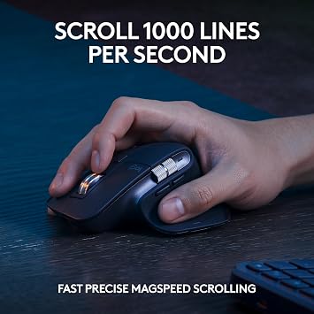 Logitech MX Keys S COMBO - لوحة مفاتيح وماوس لاسلكيان عالي الأداء مع مسند راحة اليد، إضاءة قابلة للتخصيص، تمرير سريع، بلوتوث، USB C، Windows، Linux، Chrome، Mac، تخطيط QWERTY UK - جرافيت