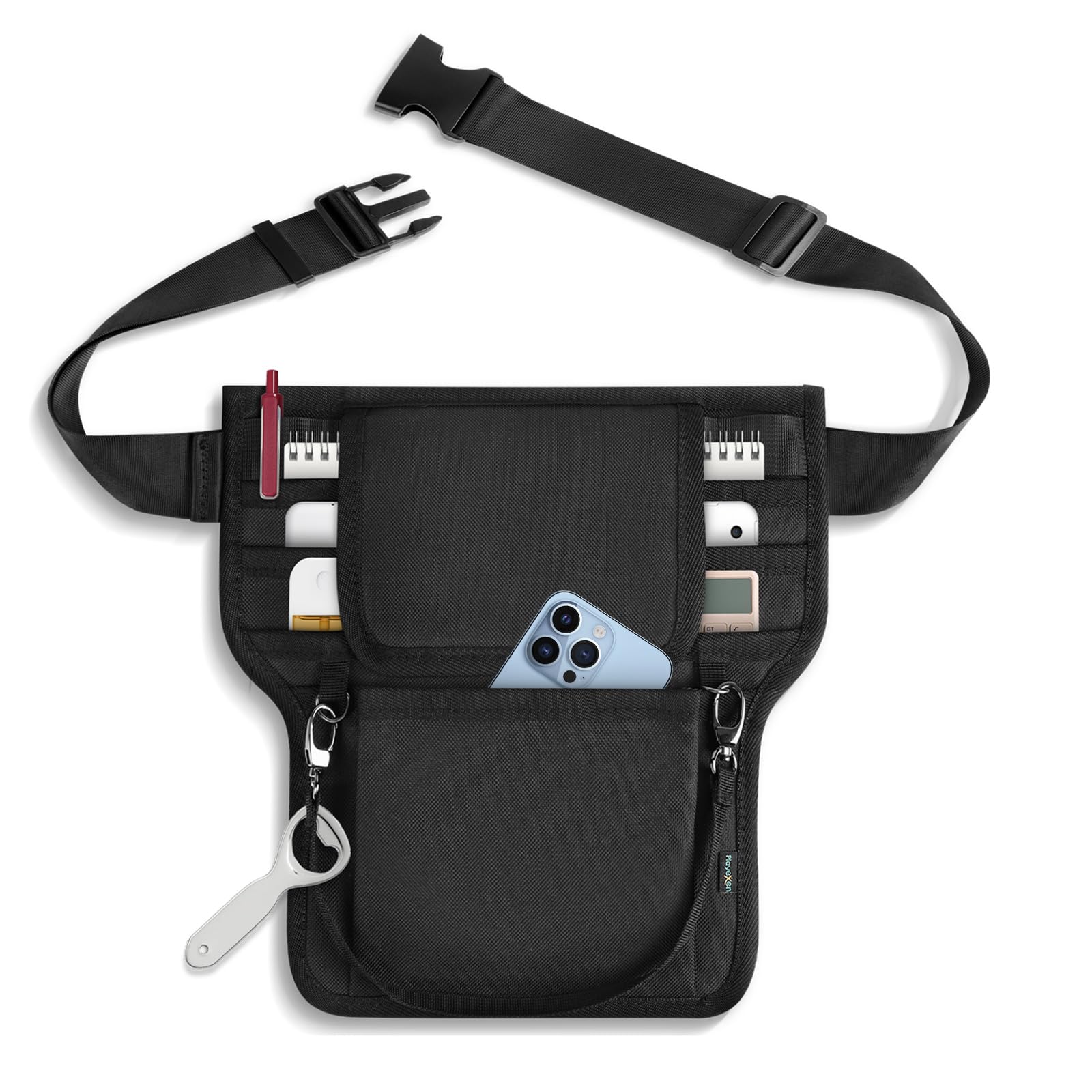 Playexen 8.27x9.8 inch Server Apron, Server Waist Pouch with Adjustable Belt, Nurse Fanny Pack Waitress Accessories Tool Bag for Restaurant, Cafe,