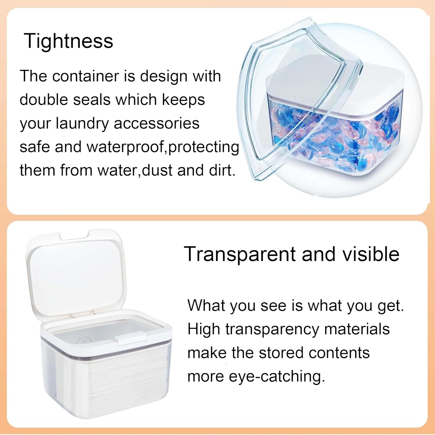 Laundry Pods Container Holder with Lid: Laundry Pod Container, Sealed Automatic Pop-Up, Laundry Pod Dispenser Holds 115 Laundry Pods for Laundry Room Organization Laundry & Dishwasher Pod Containers