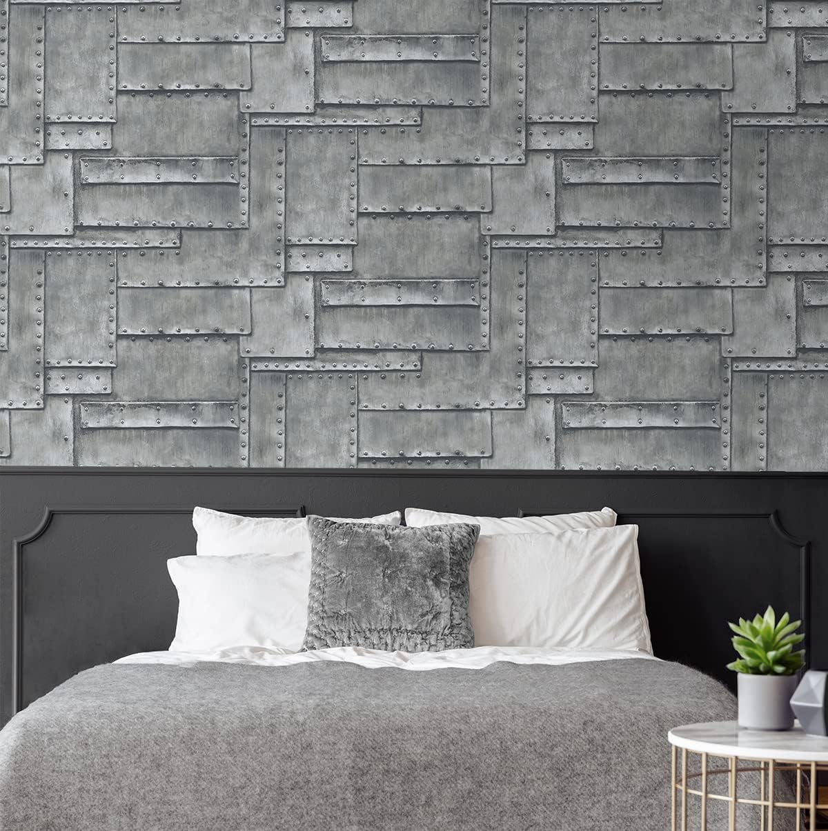 NextWall Faux Fuselage Metal Panel Peel and Stick Wallpaper