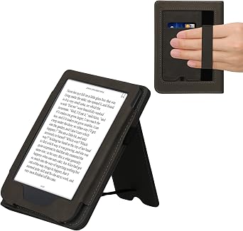kwmobile Case Compatible with Kobo Clara 2E / Tolino Shine 4 - Cover Faux Nubuck Leather e-Reader Flip Case - Dark Grey