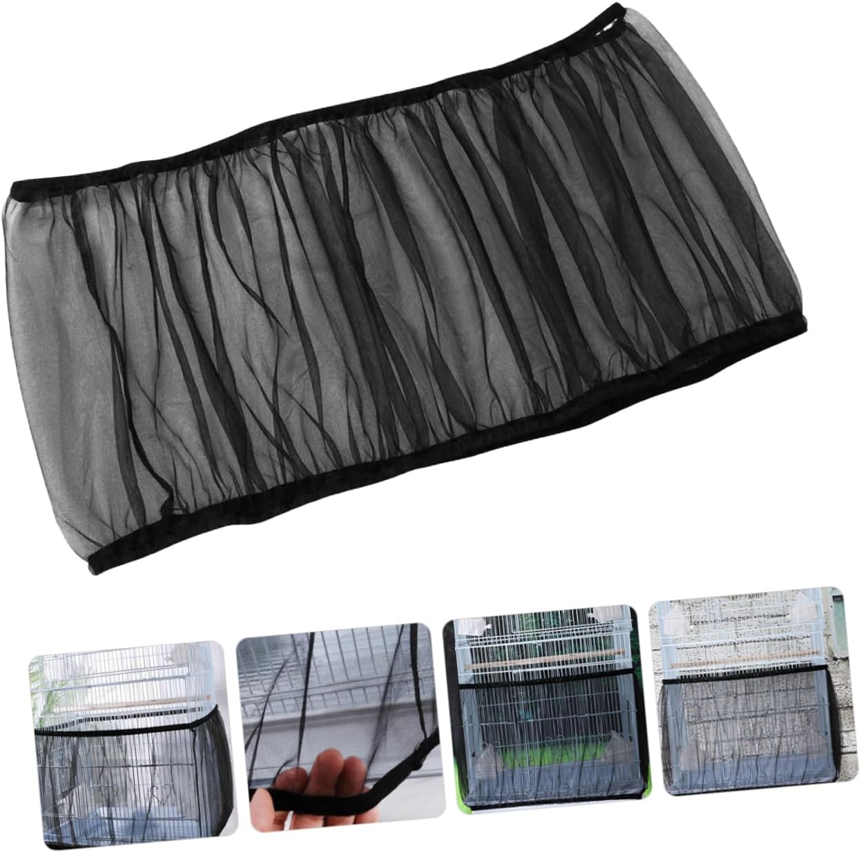 Totority Bird Cage Cover Durable Mesh Net Protector for Parakeets Parrots Food Indoor Birdcage Shield Height Circumference