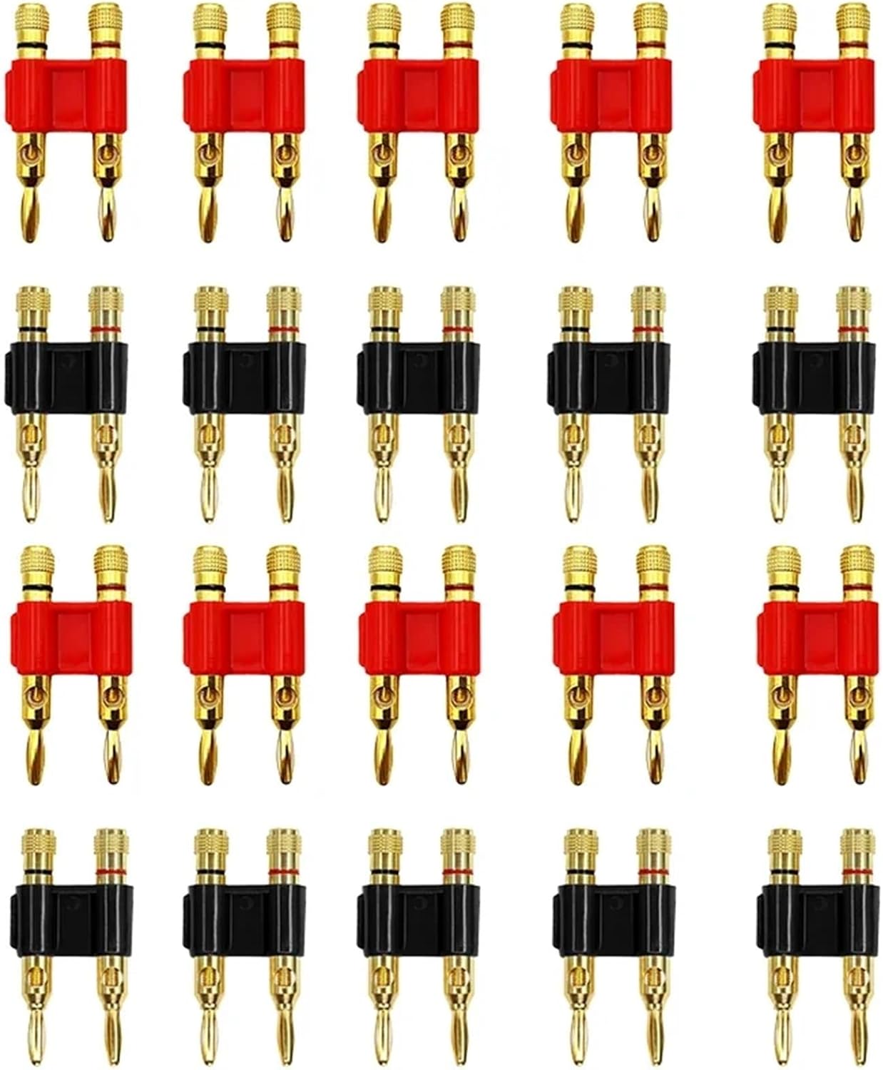 20pcs 4MM Nut Banana Plugs 24K Gold-Plated Connector with Screw Lock for Audio Jack Speaker Plugs Black&Red(Color:Px20)