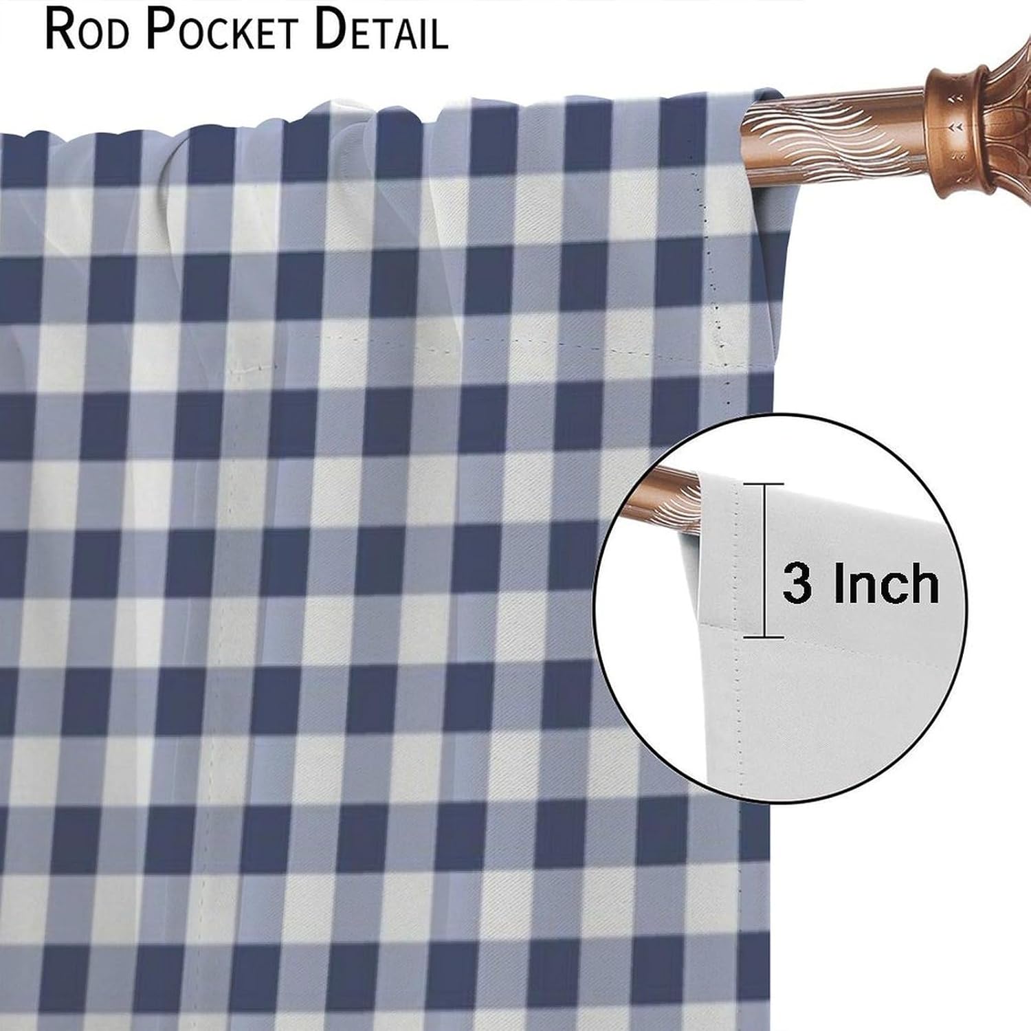 Farm Rooster Blackout Curtains Rustic Retro Farmhouse Animals Blue White Buffalo Plaid Art Printed Bedroom Living Room Bathroom Rod Pocket Decoration Window Drapes 2 Panels W21xL45in