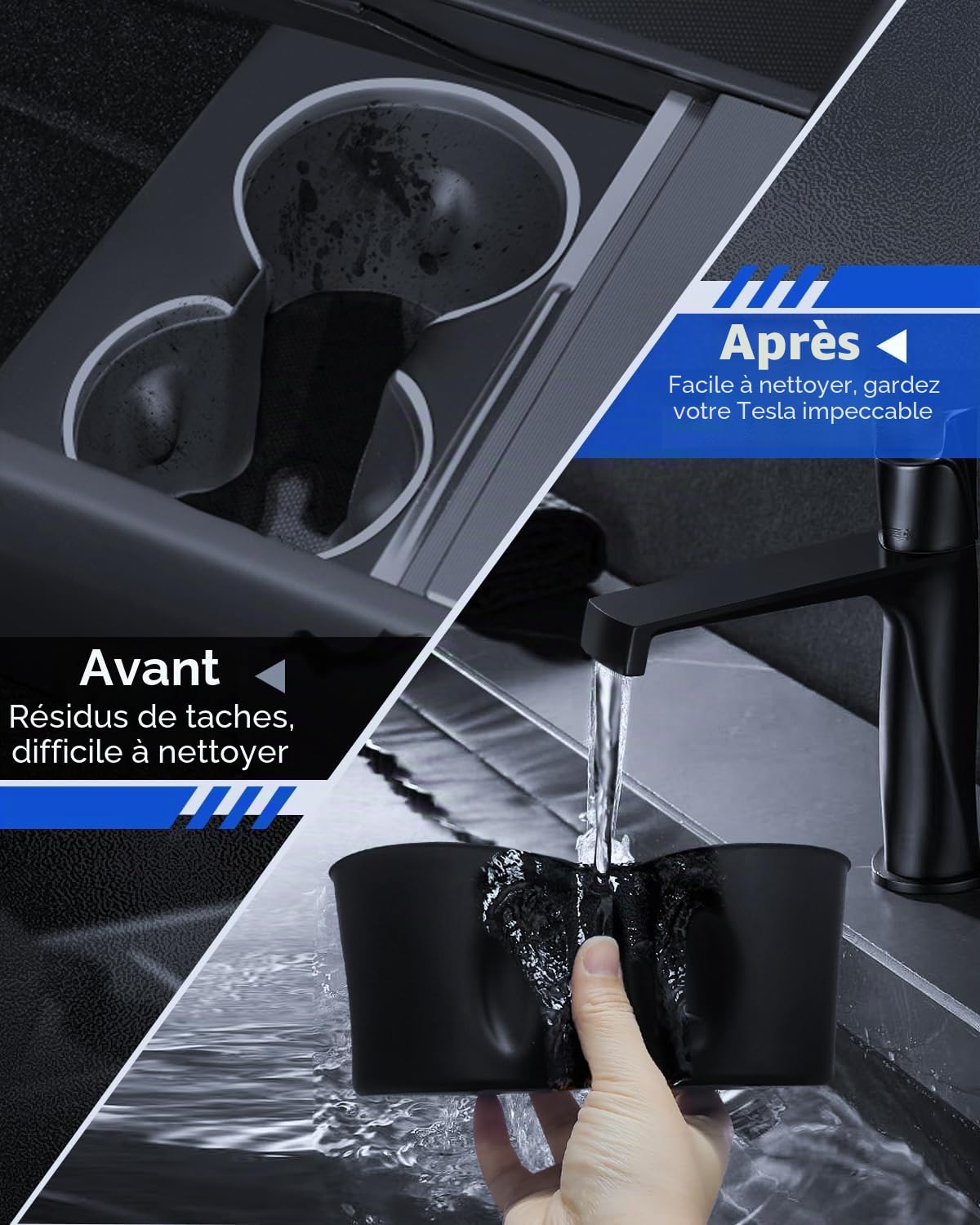 5 pièces accessoires pour Tesla Model Y 2025-2026, console centrale Juniper, plateau organisateur en silicone, boîte de rangement pour accoudoirs, boîte cachée et porte-gobelet (Flocking)