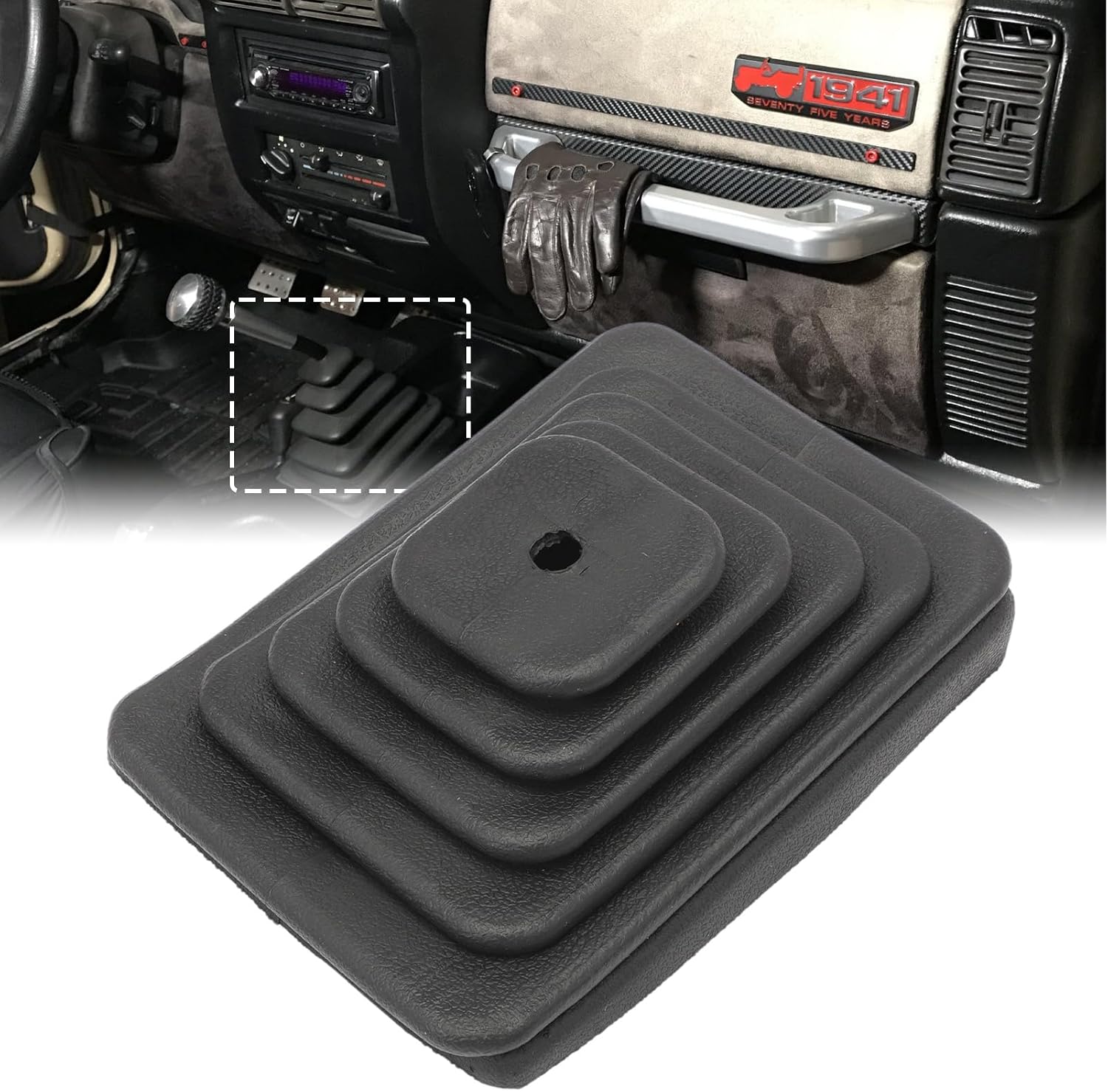 Shifter Boot & Retainer Bezel Kit Fits for TJ Wrangler 1997 1998 1999 2000 2001 2002 2003 2004 Replaces 53000056 52078558