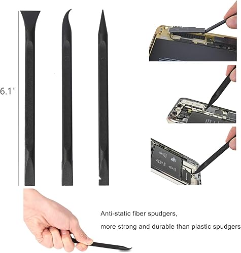 Miniatura 4 de Kaisi kit de herramientas de reparación y pinzas abridores profesional, de acero, ultradelgadas, con spudgers de nailon y pinzas antiestáticas.