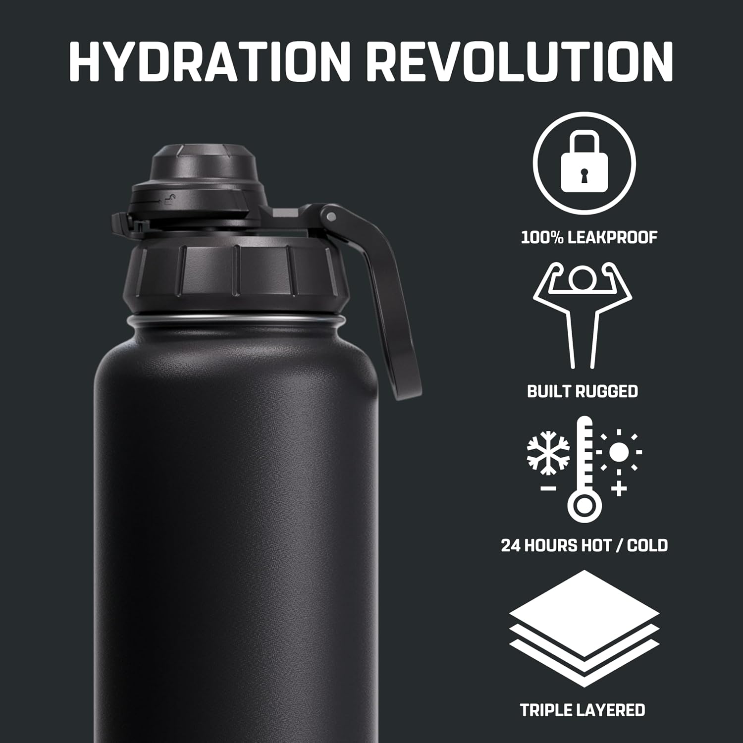 Vesmoon Vessence 32 Oz Stainless Steel Tea Infuser Bottle for Loose Leaf Tea, Water, Herbs, Fruits - Triple Layered Insulated, Leak Proof Bottle with Lid and Clip Handle - 24 Hours Hot/Cold
