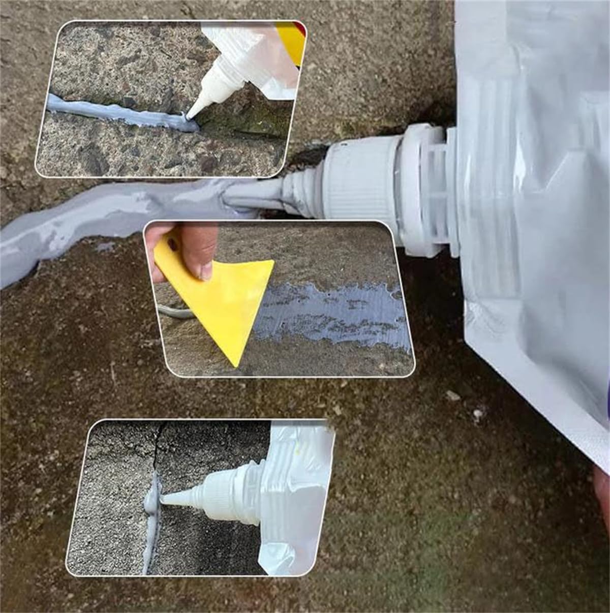 Scellant de réparation imperméable pour fissures de béton, adhésif imperméable pour réparation de fissures 500g, ciment liquide pour remplissage de fissures et de trous gris (1 pièces)