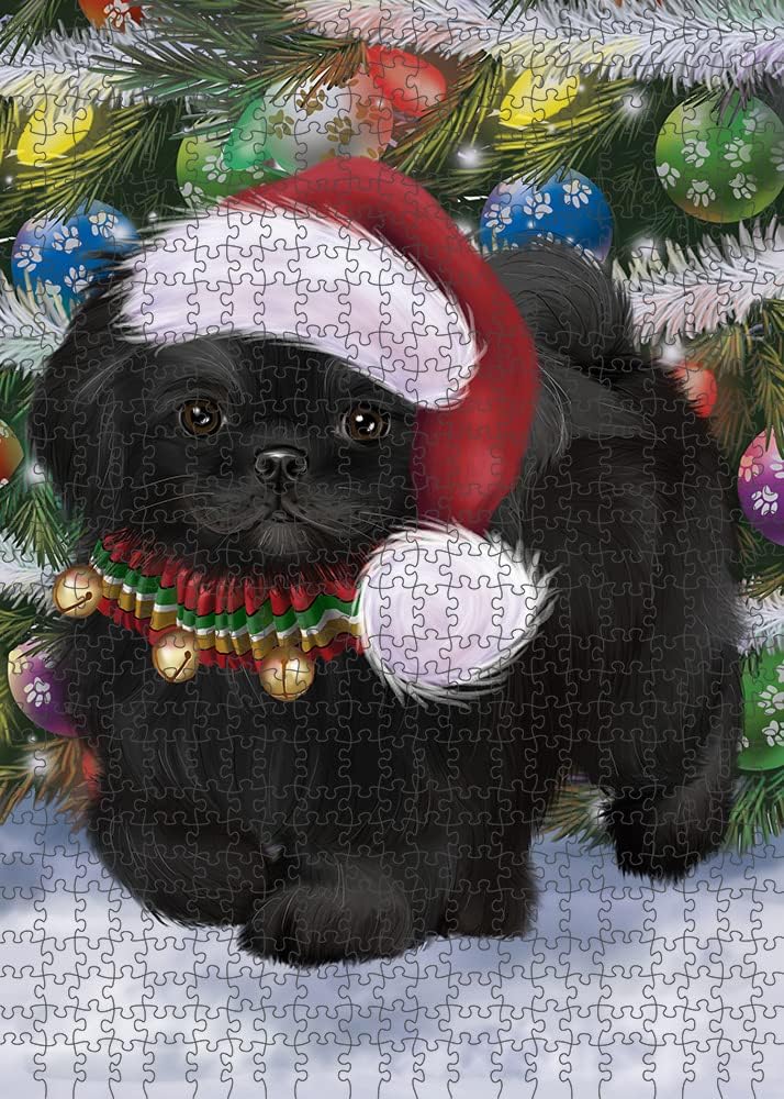 Christmas Trotting in The Snow Pekingese Dog Jigsaw Puzzle for Adults - Animal Printed Interlocking Puzzle Game Artwork - Gift for Dog Lover's -1000 Pcs 29.5"x19.7", PZLE54112