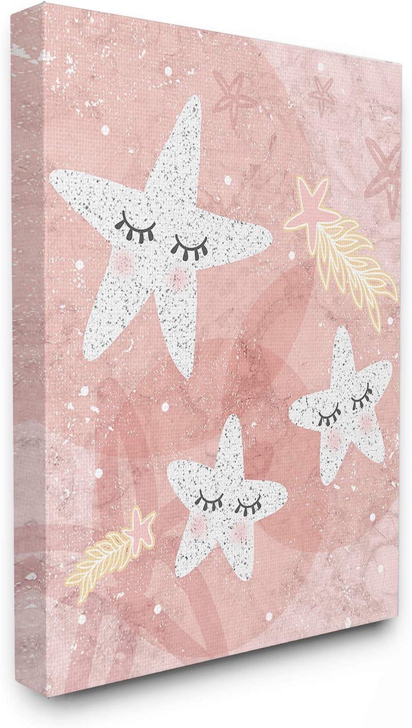 The Kids Room by Stupell Blush Pink Speckled Polka Dot Stars with Eyelashes Stretched Canvas Wall Art, Multi-Color
