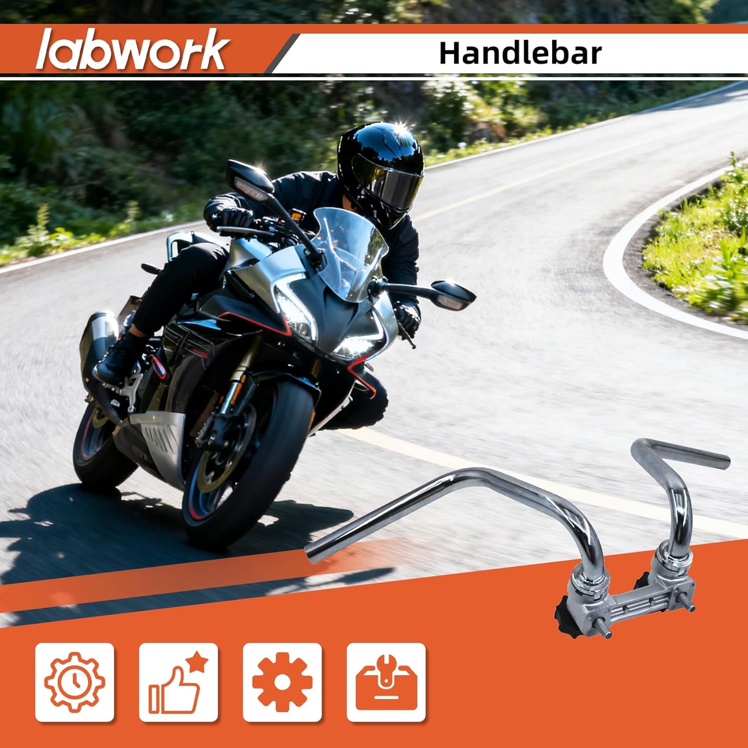 labwork Motorcycle Aluminum Handlebar w/Knob Assy Replacement for Honda CT70/Z50A/Trail/Mini Trail 1972-1978