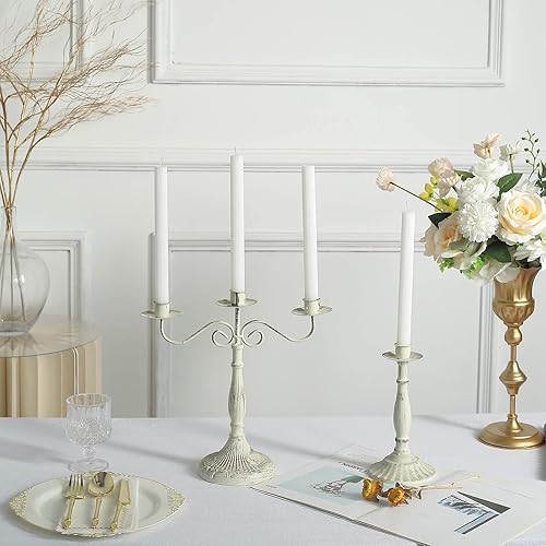 Miniatura 6 de Efavormart - Paquete de 5 velas cónicas de mecha acanalada sin perfume de 9 pulgadas, color blanco, velas altas de cera con cinta