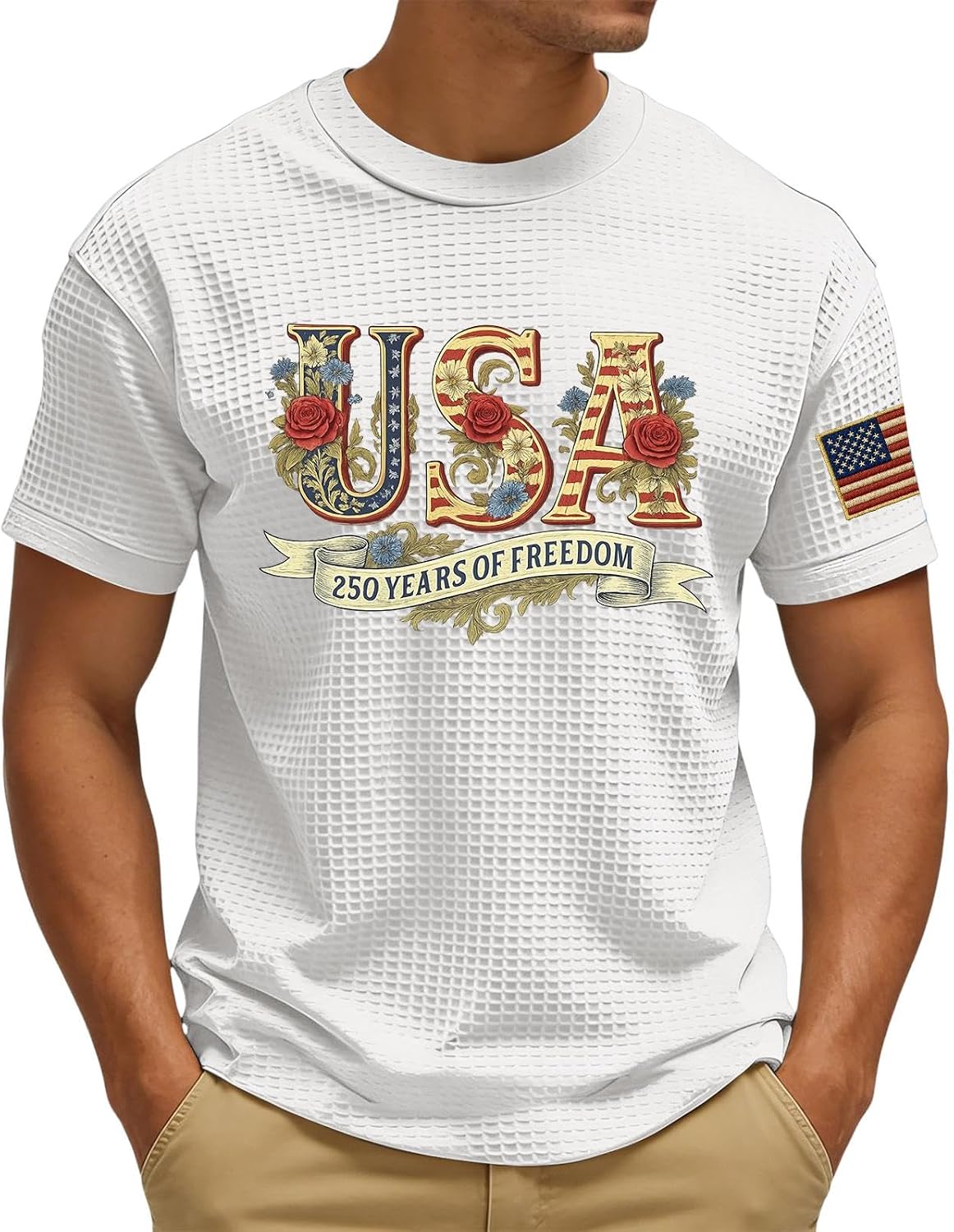 RTRDE Men's American Shirt Short Sleeve USA Flag Print 4th of July America Anniversary Patriotic Shirt, S-3XL