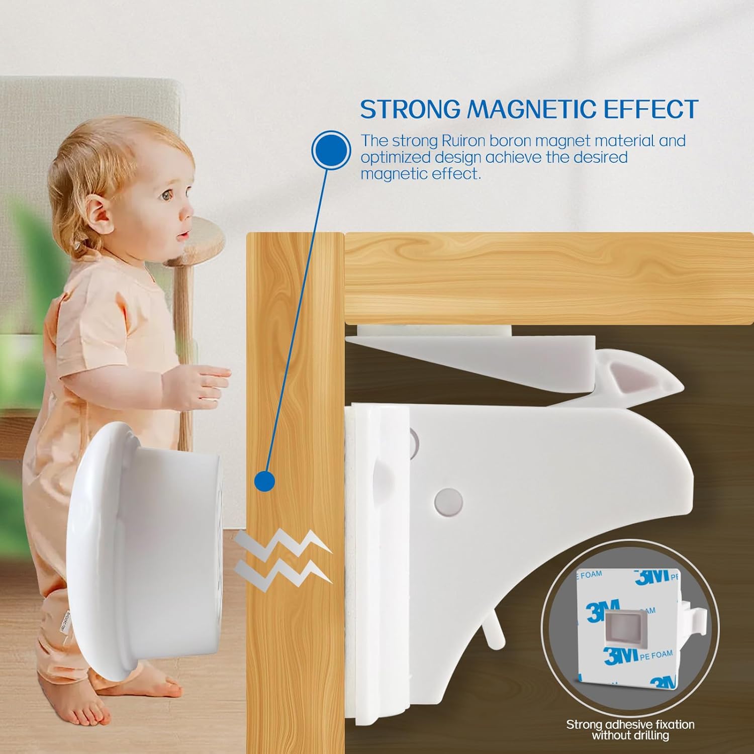BigBest Magnetic Cabinet Locks – Baby Proofing for Drawers & Cabinets | No Drilling, Easy Installation, Strong Adhesive, Baby Cabinet Locks 12 Locks + 2 Keys