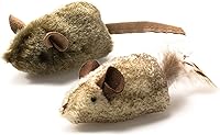 OurPets Play-N-Squeak Twice the Mice Cat Toy 2-Pack: Interactive Real Mouse Squeak Sound & Catnip for Hunting Instincts
