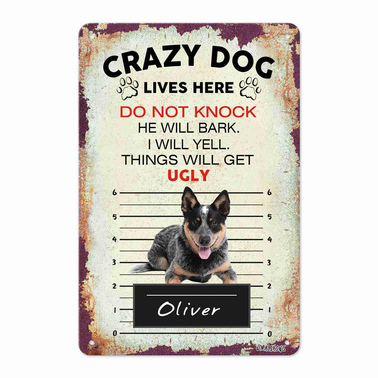 Amazon.com: MALIHONG Personalized Do Not Knock Blue Heeler Dog