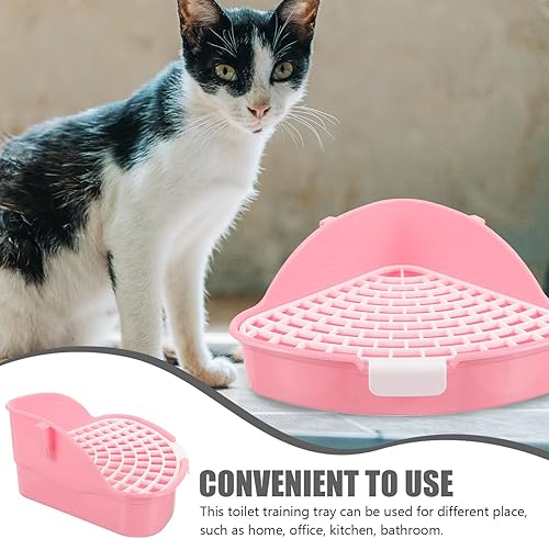 Miniatura 3 de Contenedores de arena para animales pequeños, triángulo, entrenador de mascotas, jaula para orinal, caja de ropa de cama de esquina, bandeja de