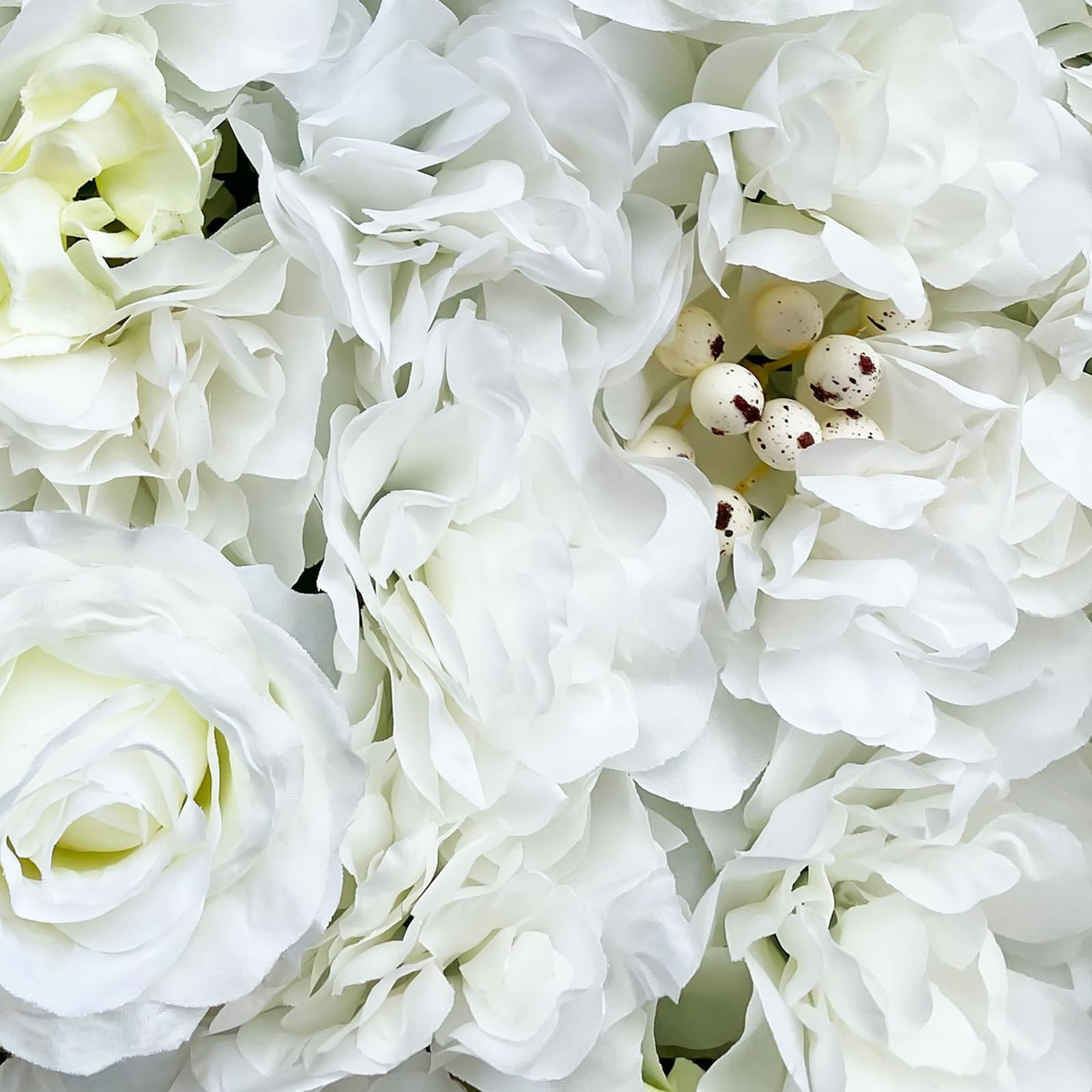 12 Stücke Künstliche Blumenwand Panel 60×40cm, DIY Seidenblumen Kunstblumen Wanddekorationskulisse für Hochzeit Dekor Party Hintergrund (Weiß Rose+Dahlie)