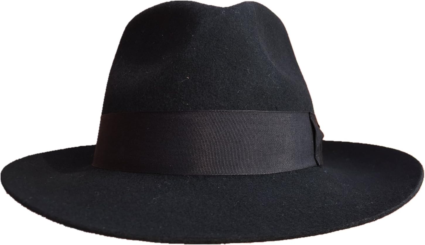 Classic Black Men's Wool Felt Godfather Gangster Mobster Gentleman Fedora Hat