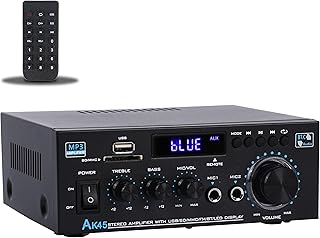 Stereo Home Audio Amplifier Bluetooth 5.0 Amplifier 300Wx2 Dual Channel Speaker Amplifier with FM Radio, USB, SD Card Input for Home Theater Audio Stereo System with Remote Control